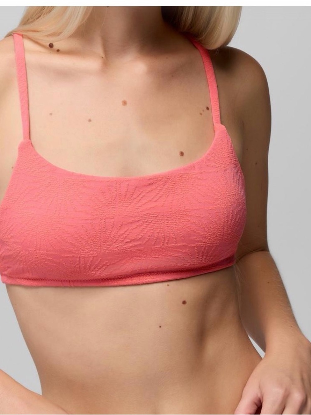 Textured Coral Pink Swim Bralette with Adjustable Straps